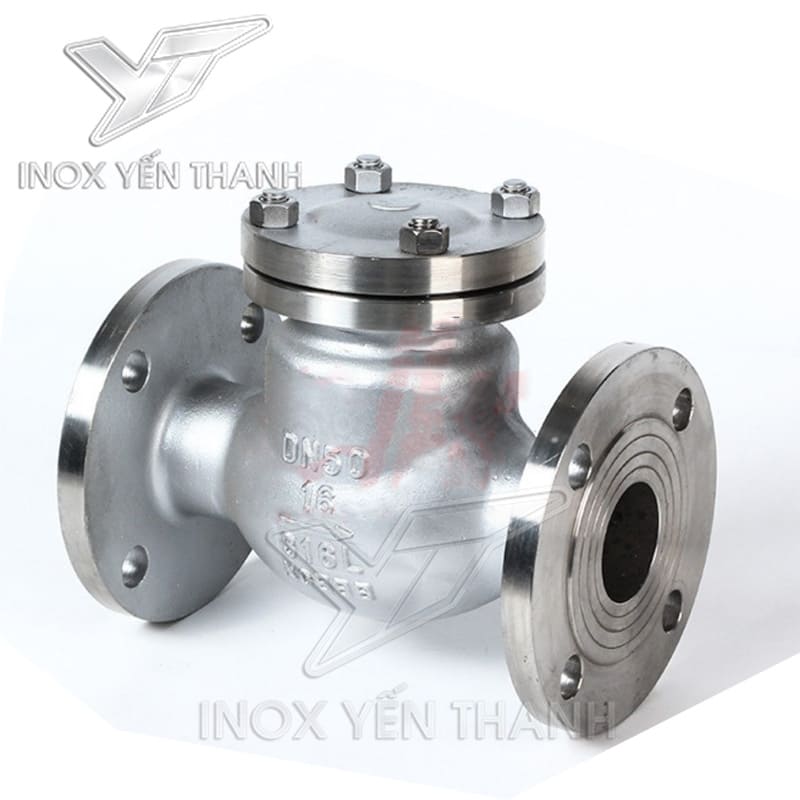 van một chiều mặt bích inox