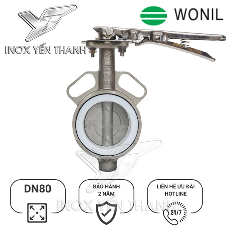 van bướm Wonil tay gạt Inox 