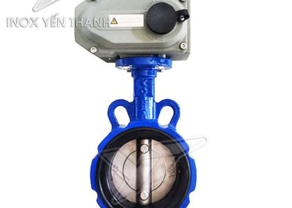 Van bướm thân gang lắp điều khiển điện
