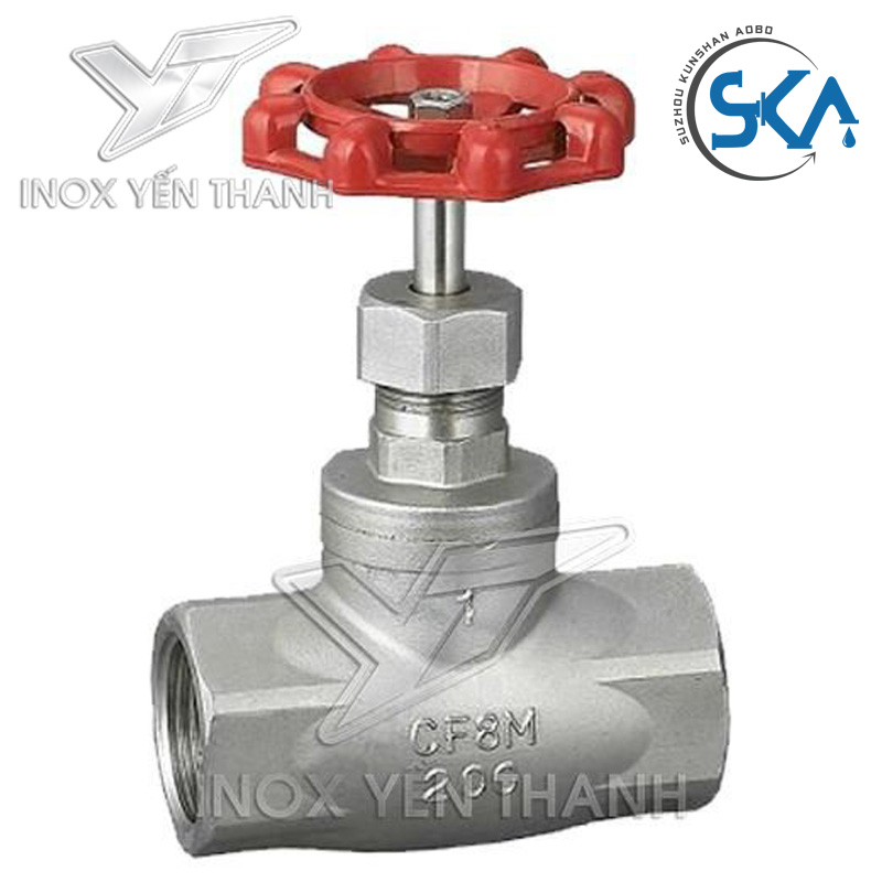 Van cửa hơi ren chữ ngã Ska inox